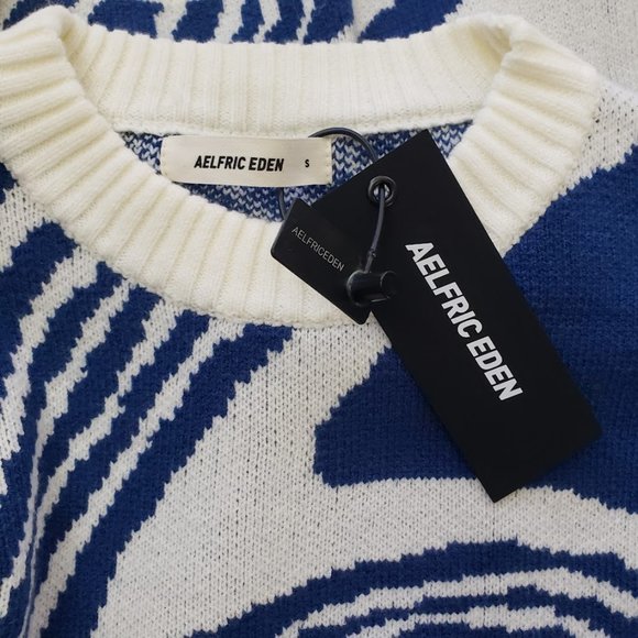 Aelfric Eden | Sweaters | Aelfric Eden Womens Whirlpool Knit Sweater Blue White Pullover Long 